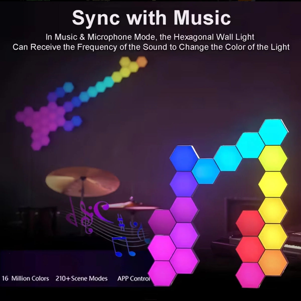 Smart RGB Hexagonal Wall Panels With App Remote Music Control