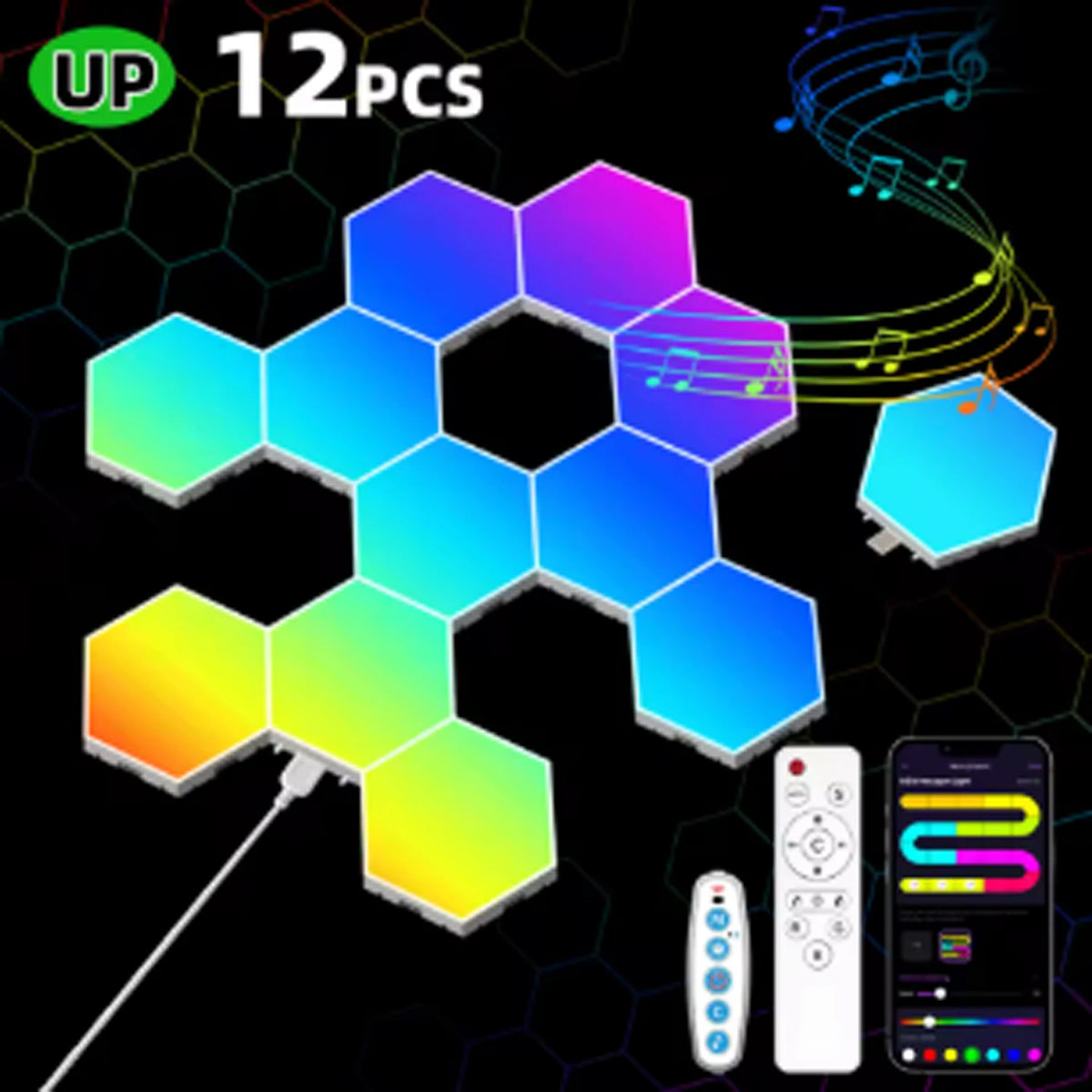Smart RGB Hexagonal Wall Panels With App Remote Music Control