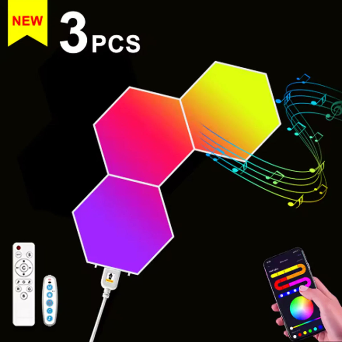 Smart RGB Hexagonal Wall Panels With App Remote Music Control