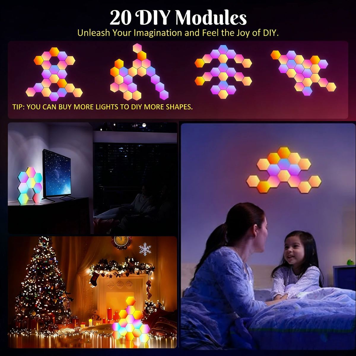 Smart RGB Hexagonal Wall Panels With App Remote Music Control