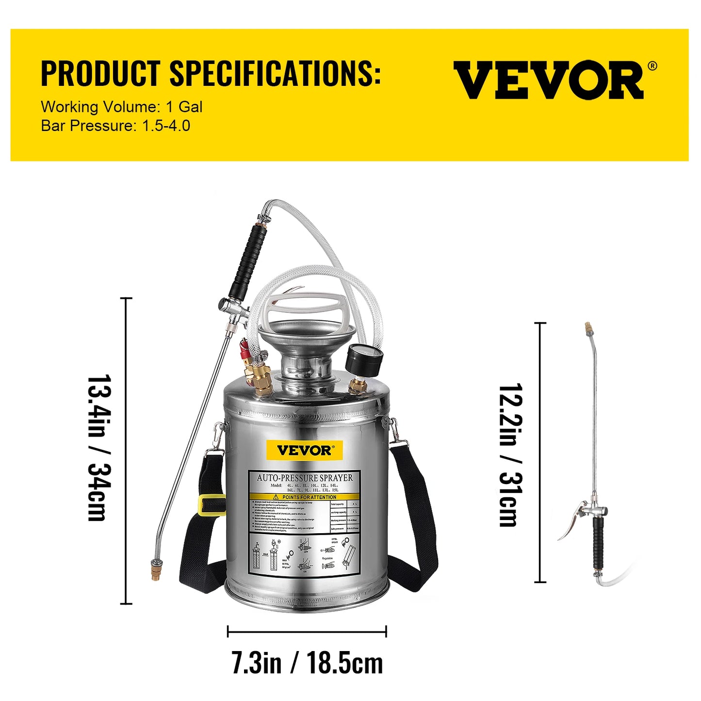 Hand Powered Sprayer Stainless Steel Watering Pump For Garden Lawn
