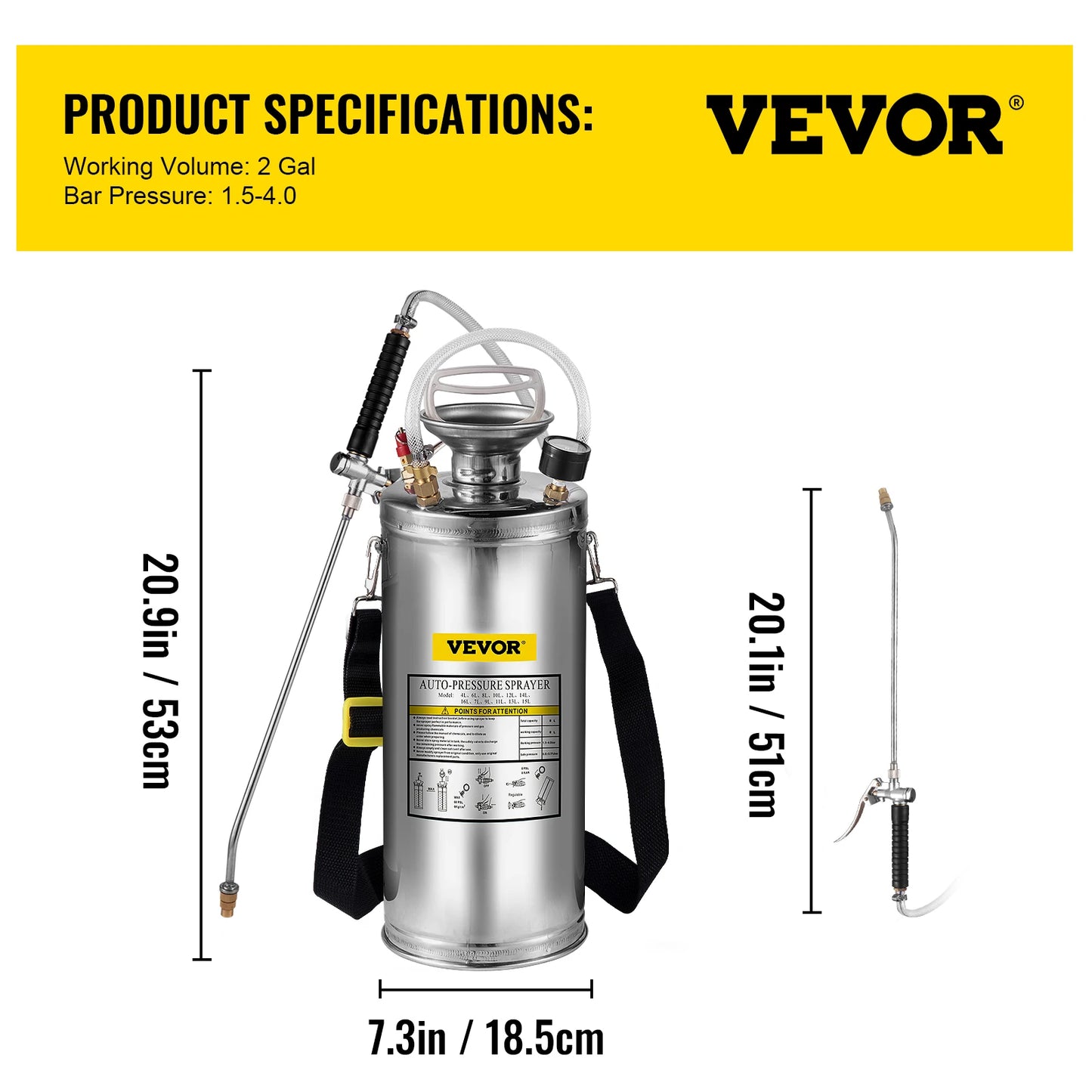 Hand Powered Sprayer Stainless Steel Watering Pump For Garden Lawn