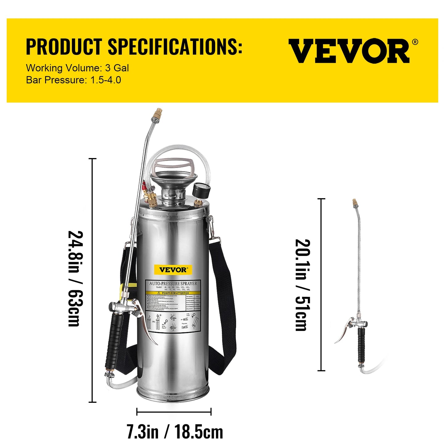 Hand Powered Sprayer Stainless Steel Watering Pump For Garden Lawn