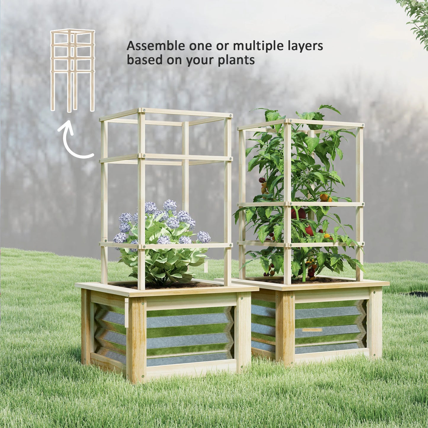 Outdoor Planter With Trellis Wooden Planter Box for Garden