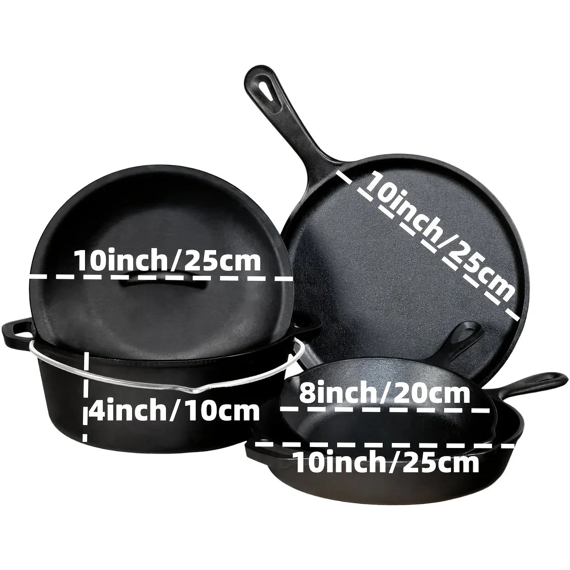 AEDG 3 Piece Cast Iron Skillet Set