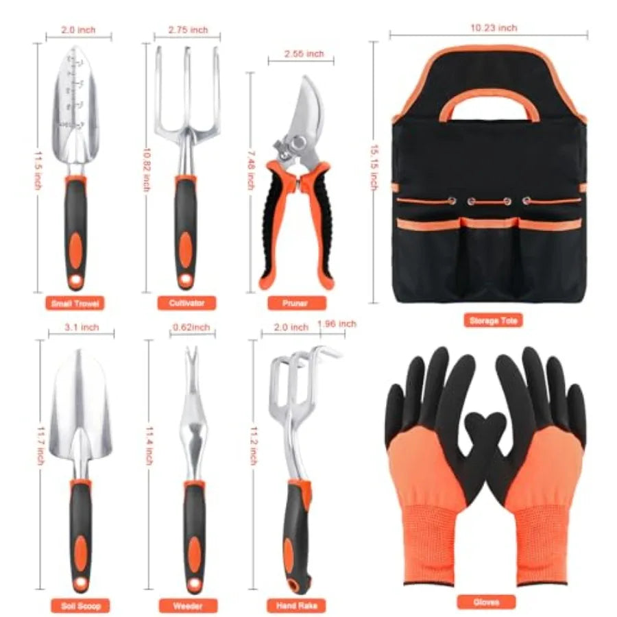 Garden Tools Set 8 Pcs With Non Slip Ergonomic Handles And Storage Bag