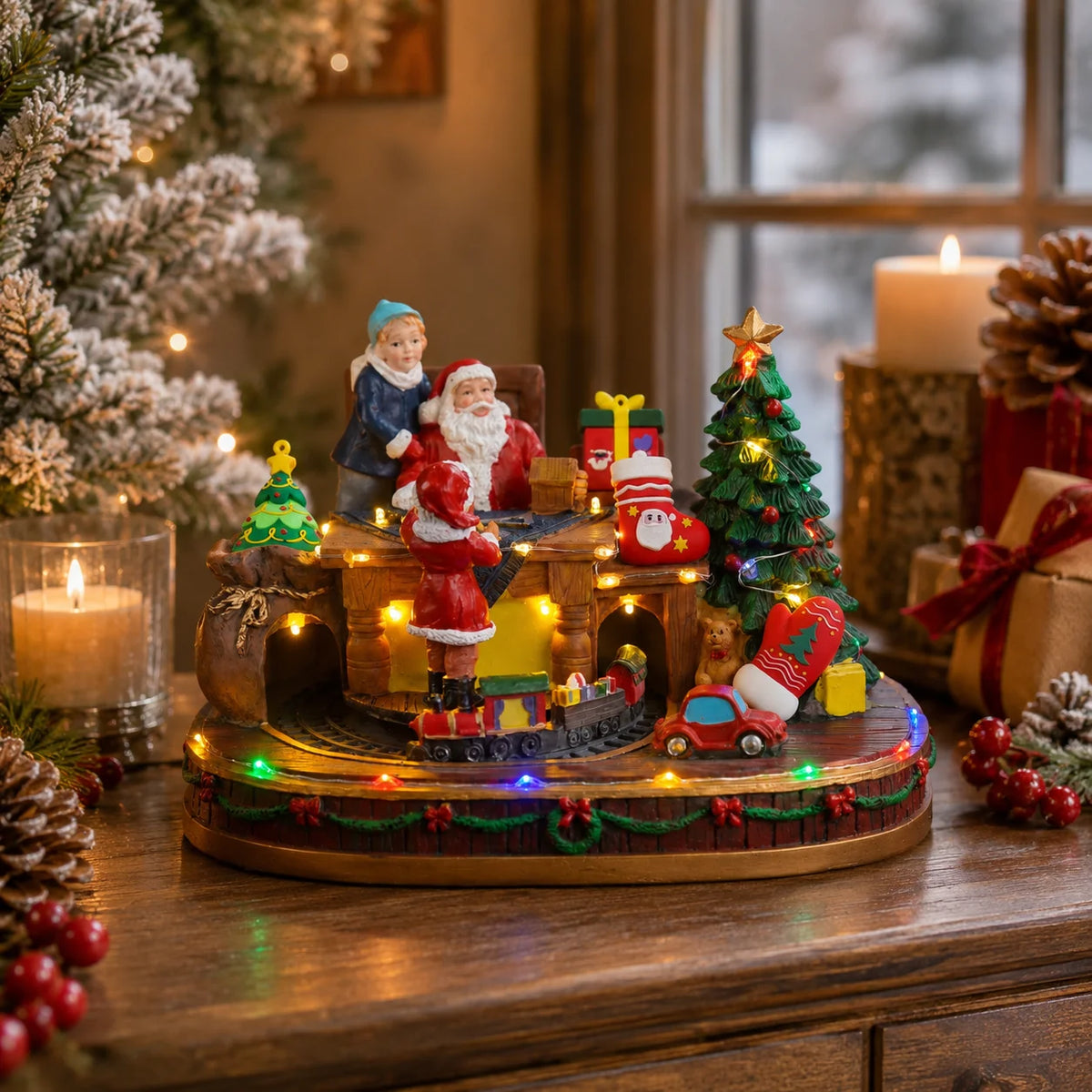 Spinning Train Music Ornament Festive Christmas Desktop Decor