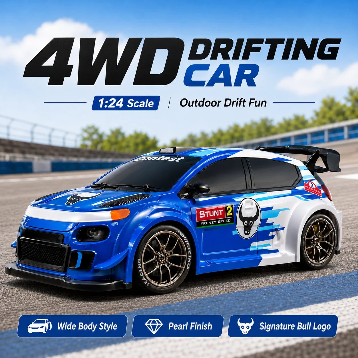 Znlyrion RC Drift Car 4WD With LED Lights And Tires
