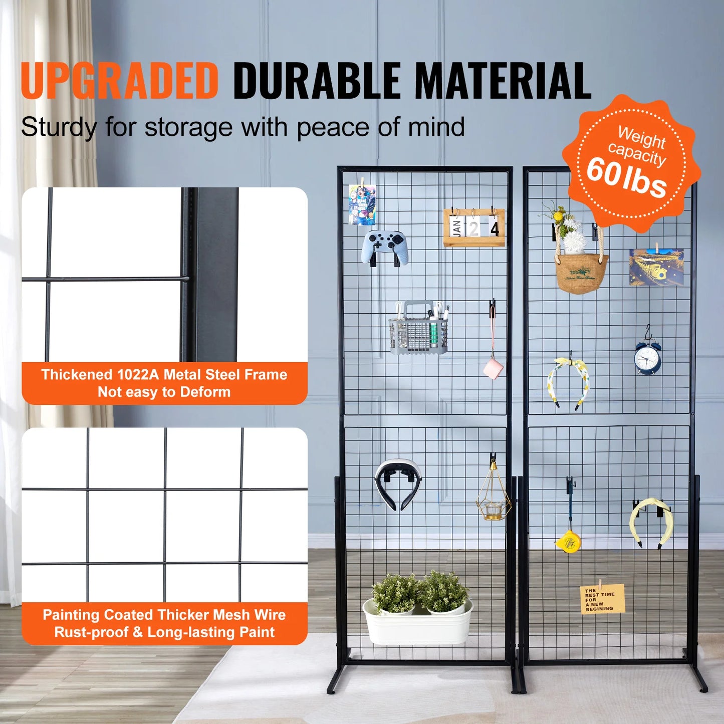 SucceBuy Grid Wall Panels Double Side Wire Gridwall Display Racks