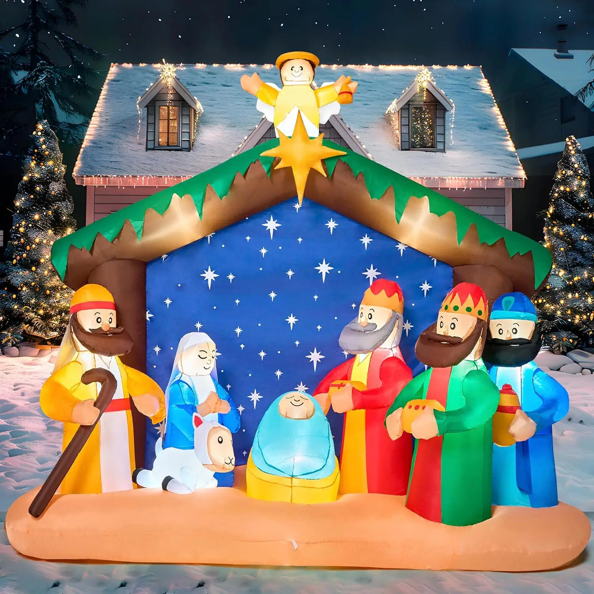 Joyfy Christmas Inflatable Nativity Scene With LED Yard Decor