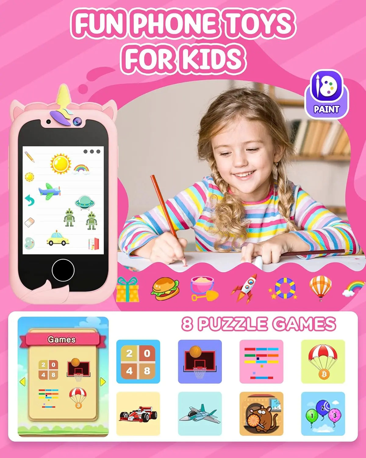 Kids Smart Phone Toy for Girls Learning Play Cell Phone