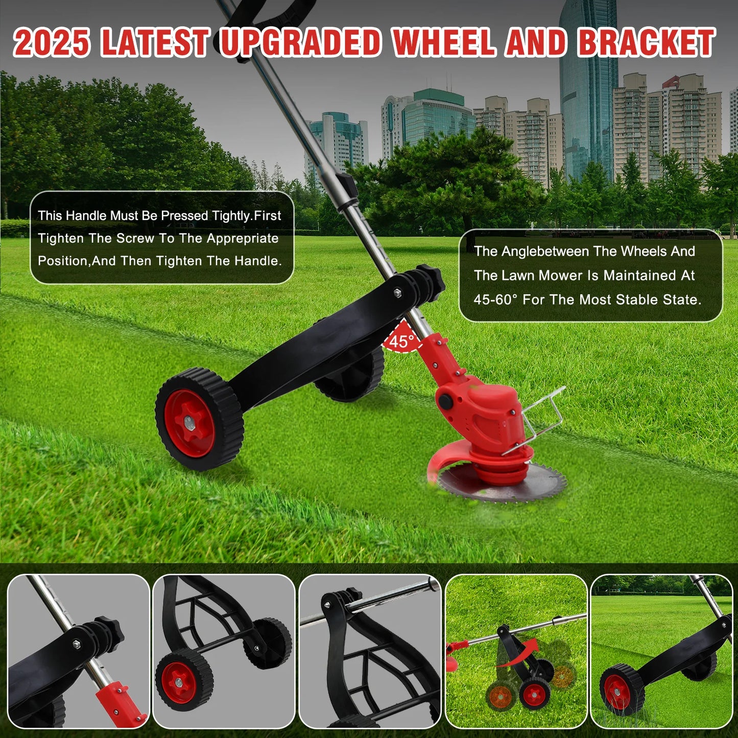 21V Cordless Weed Wacker with Wheel 3-in-1 Edger and Trimmer