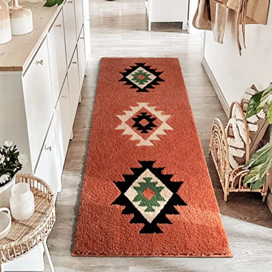 Boho Bathroom Rug Runner Long Bath Mat Hallway Kitchen