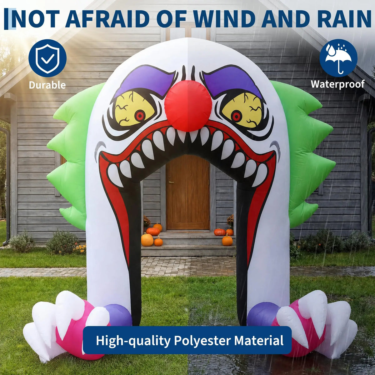 GAOMON Halloween Inflatable Clown Arch With LED Lights