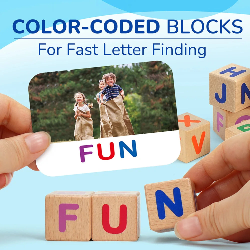 Spelling Games With Flash Cards Montessori Wooden Letter Matching