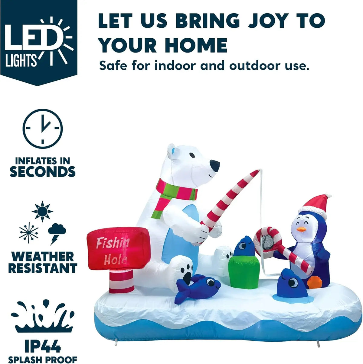 Joyfy Christmas Inflatable Penguin And Polar Bear Yard Decoration