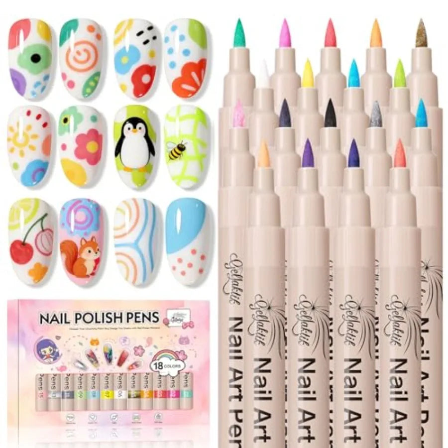 12 Colors Nail Art Pens Set 0.7mm Quick Drying Acrylic Markers For DIY
