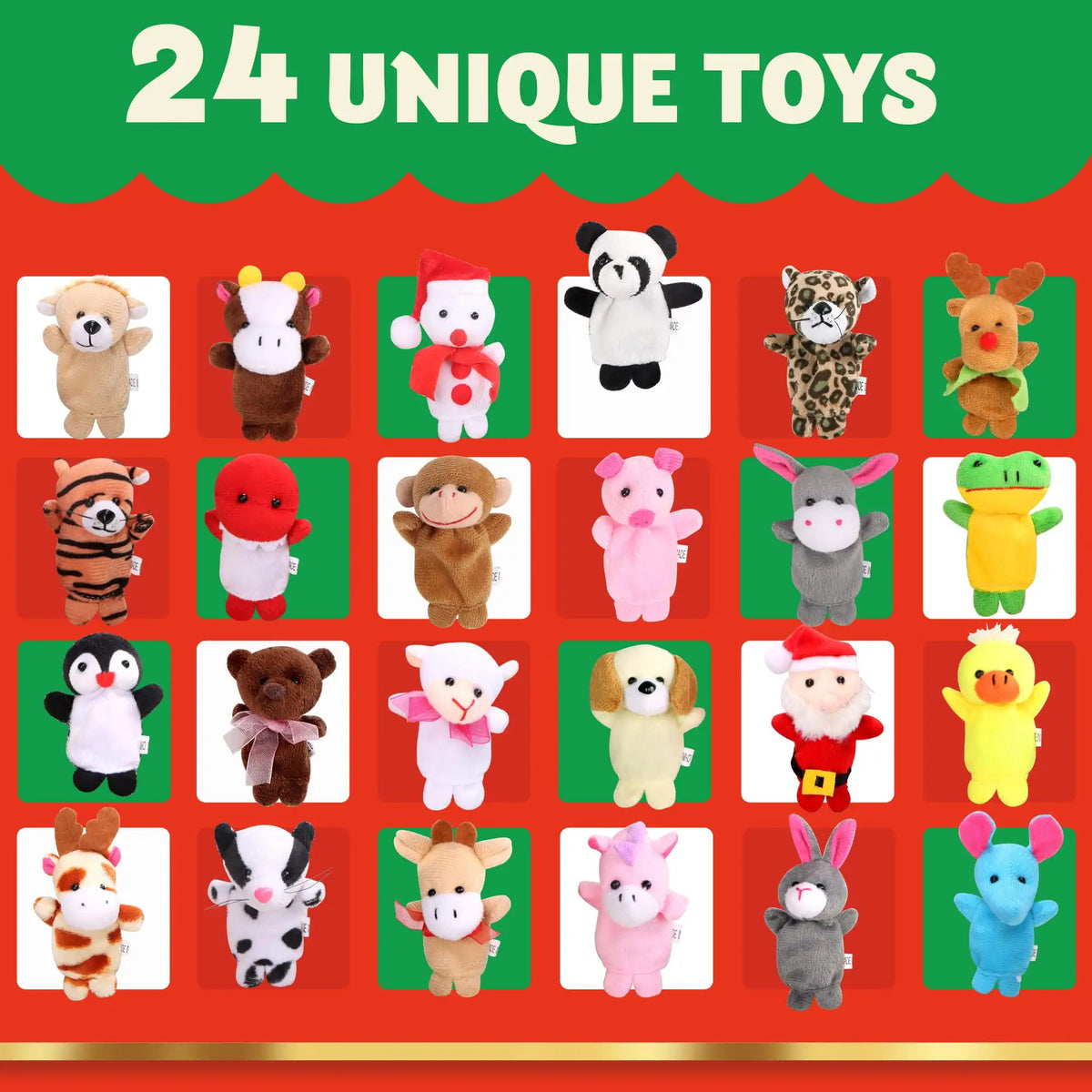 Joyfy Christmas Advent Calendar With Plush Animal Finger Puppets