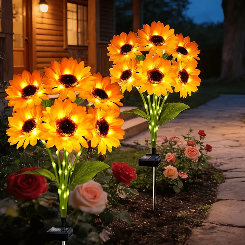 Solar Sunflower Garden Stake Lights for Yard Patio Lawn Decor