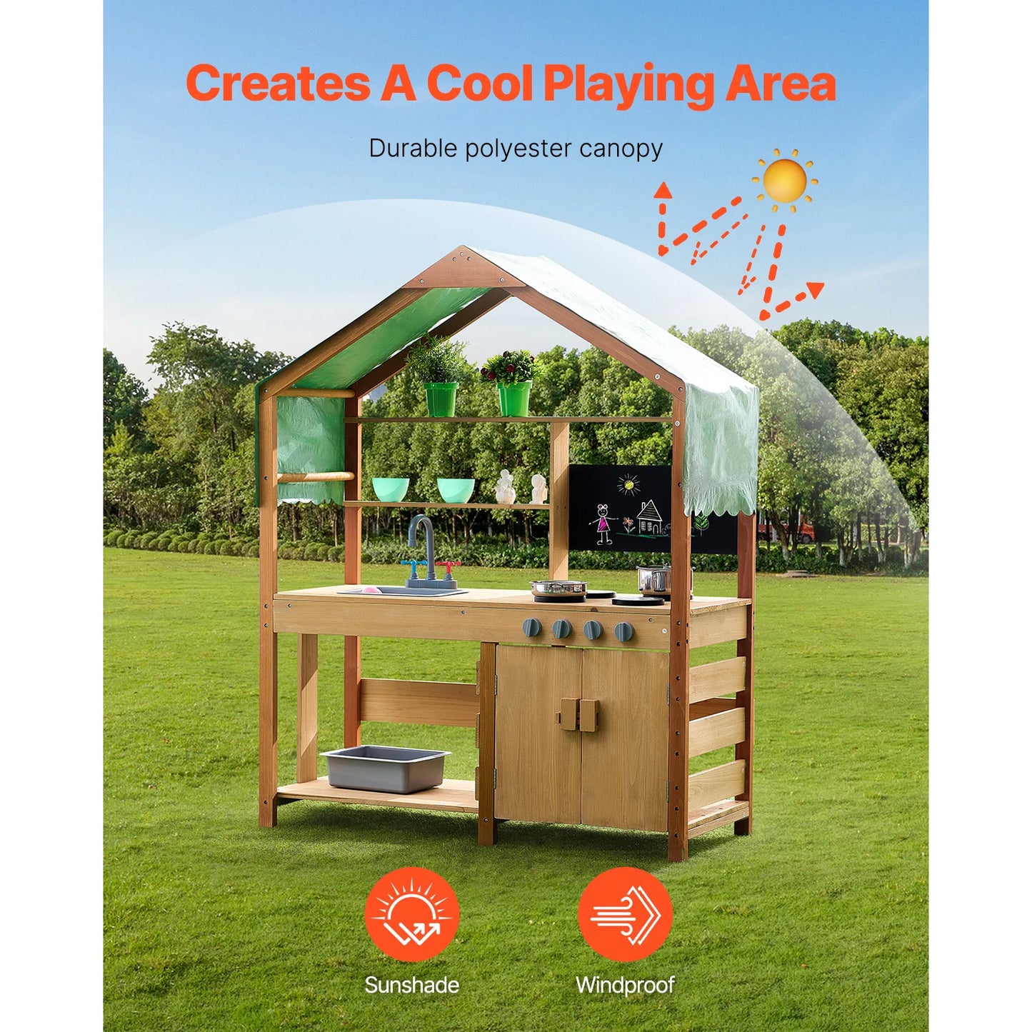 SucceBuy Mud Kitchen Playset With Stoves And Faucet For Kids
