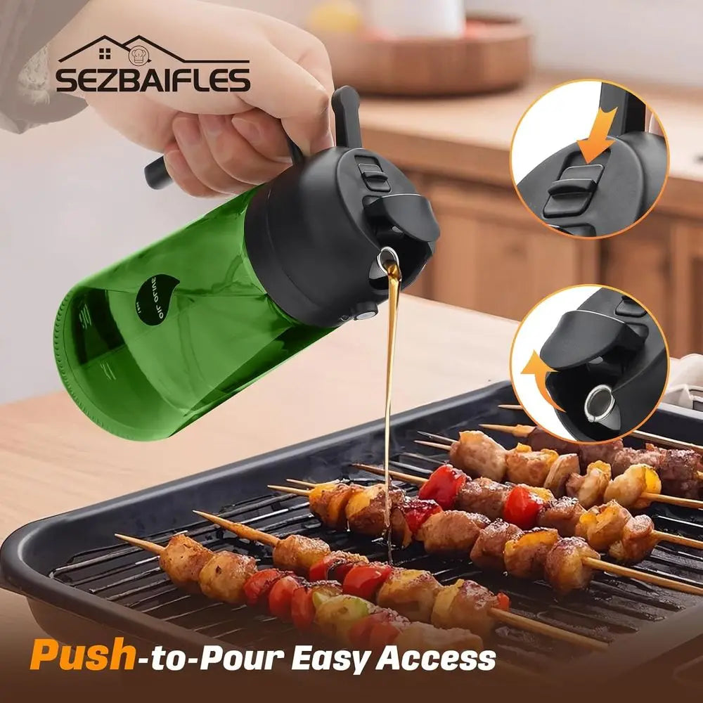 2 In 1 Olive Oil Sprayer Dispenser Glass Bottle Kitchen