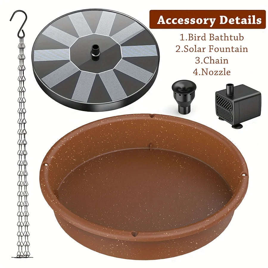 Solar Powered Water Pump Fountain With Multi Pattern Nozzles IPX8