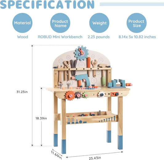 Robotime Robud Kids Tool Bench Set Wooden Workbench Construction Toys