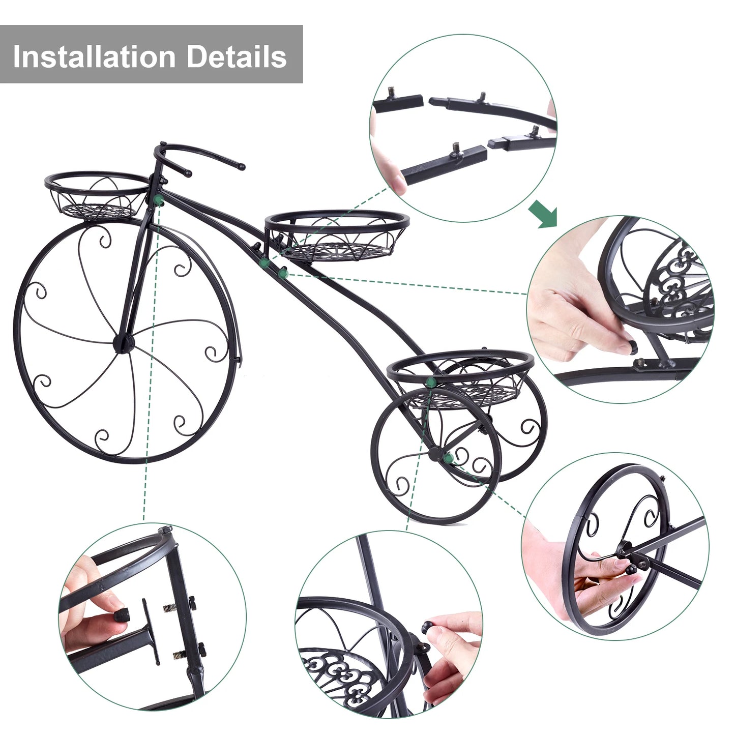 Wisfor Indoor 3 Tier Iron Garden Plant Stand Bicycle Shape