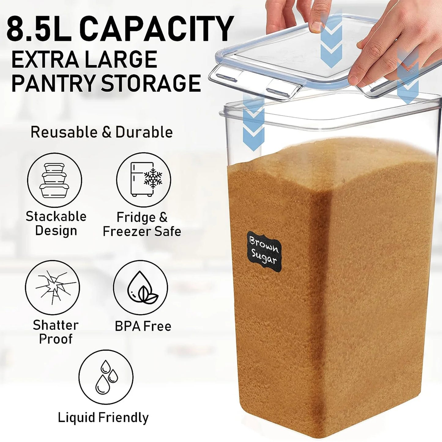 Two Pack Airtight Food Storage Containers For Cereal Flour Pantry