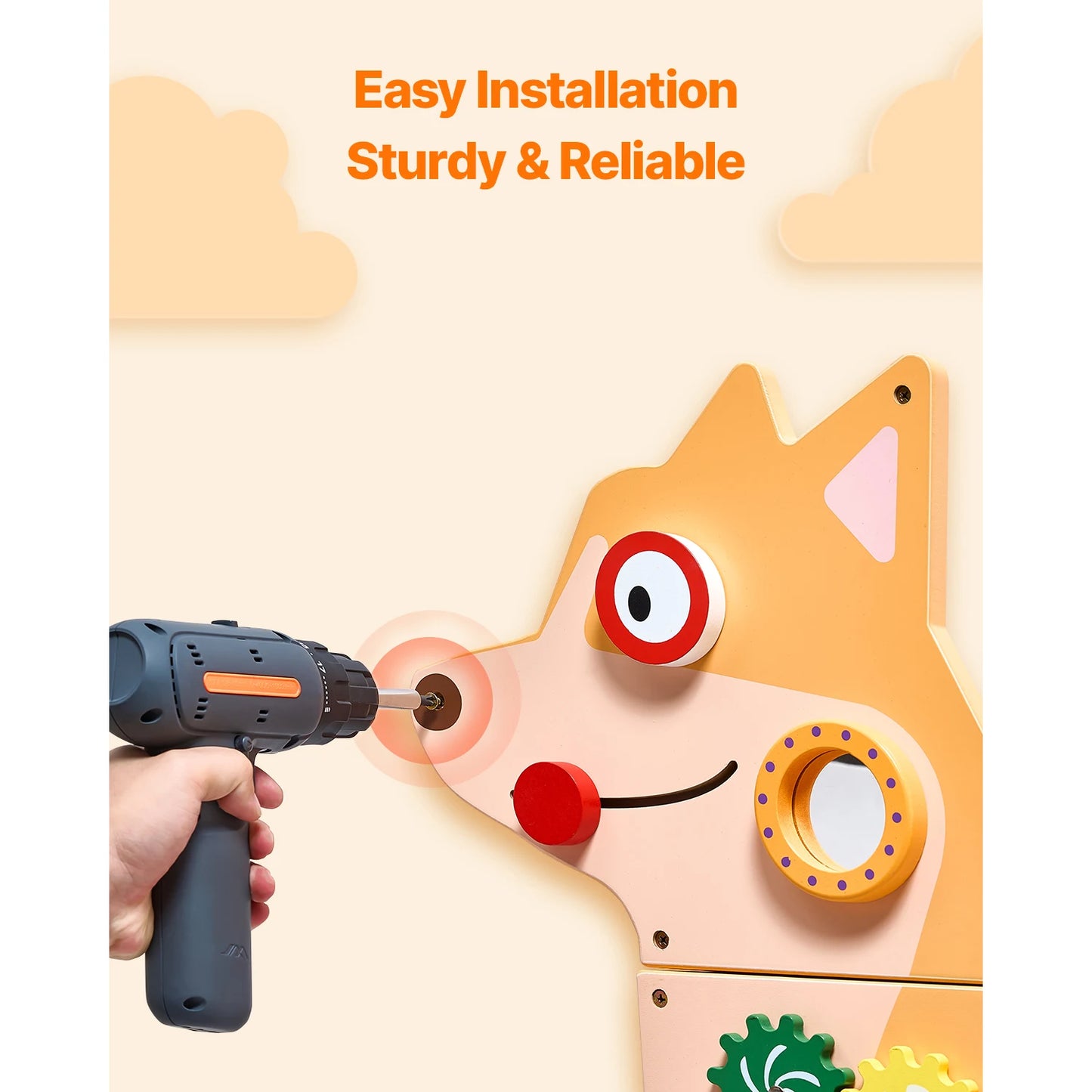 SucceBuy Puppy Kids Wall Busy Panels 12 Activities Montessori Board
