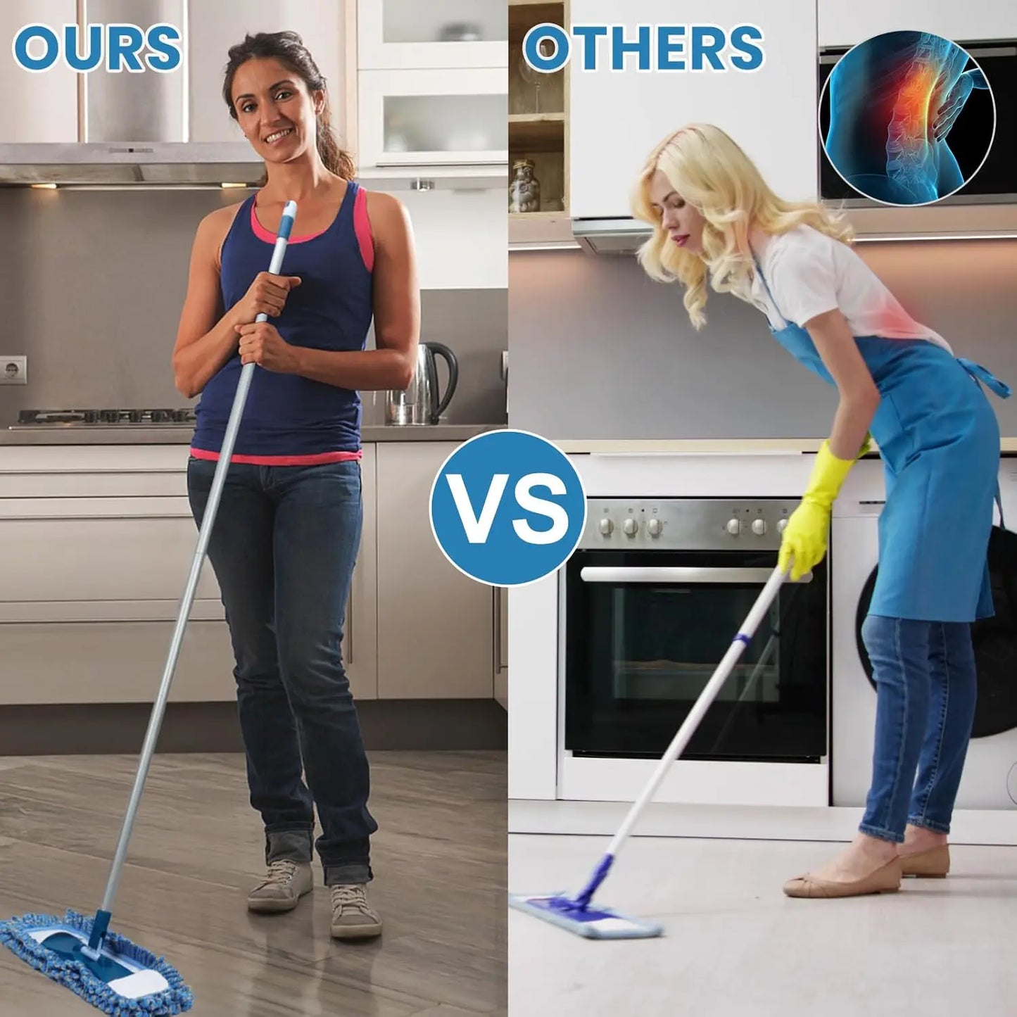 Washable Wet And Dry Mop With 360 Degree Rotating Microfiber