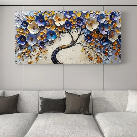 Abstract Floral Tree Canvas Art Boho Style Wall Decor With Wood Frame