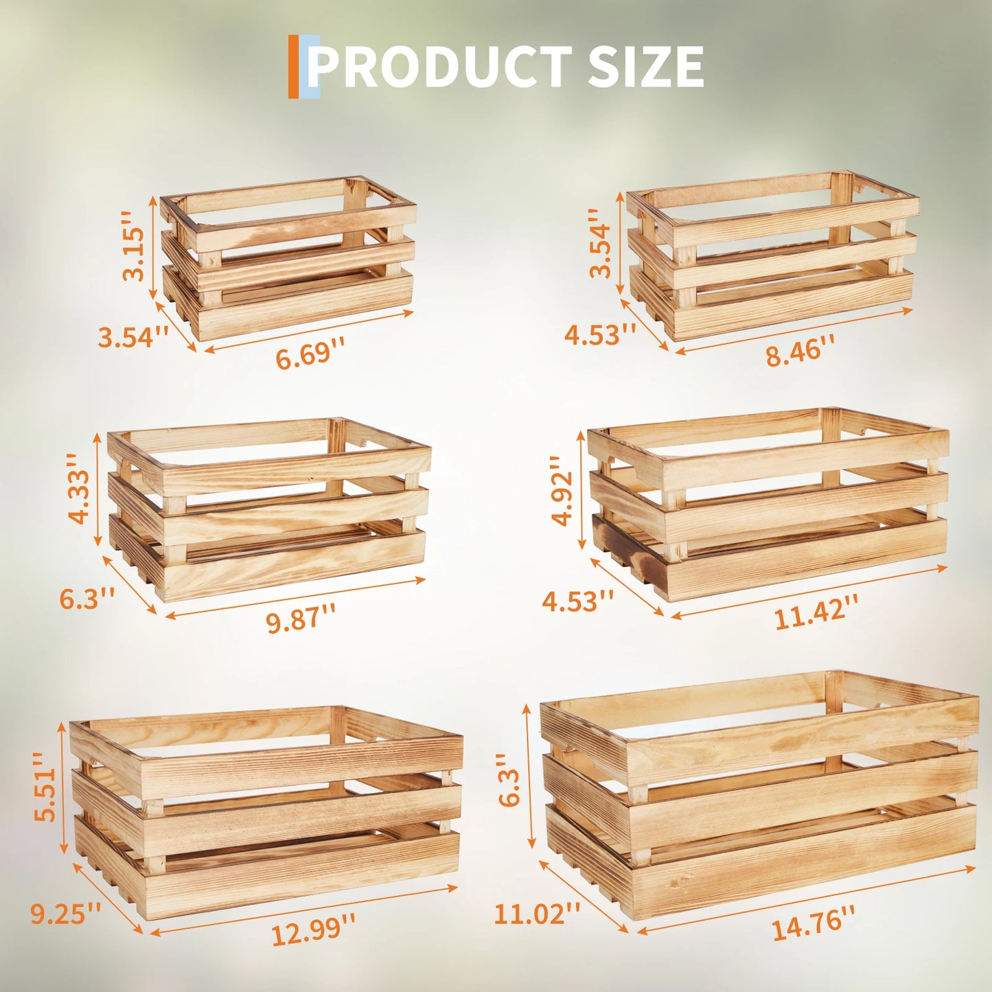HiMISS Rustic Farmhouse Wooden Storage Crates Nesting Boxes For Home Decor
