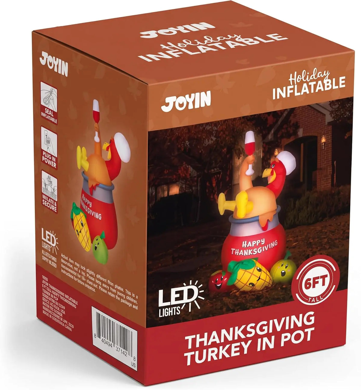 Joyfy Lighted Turkey In Pot Inflatable Thanksgiving Outdoor Decoration