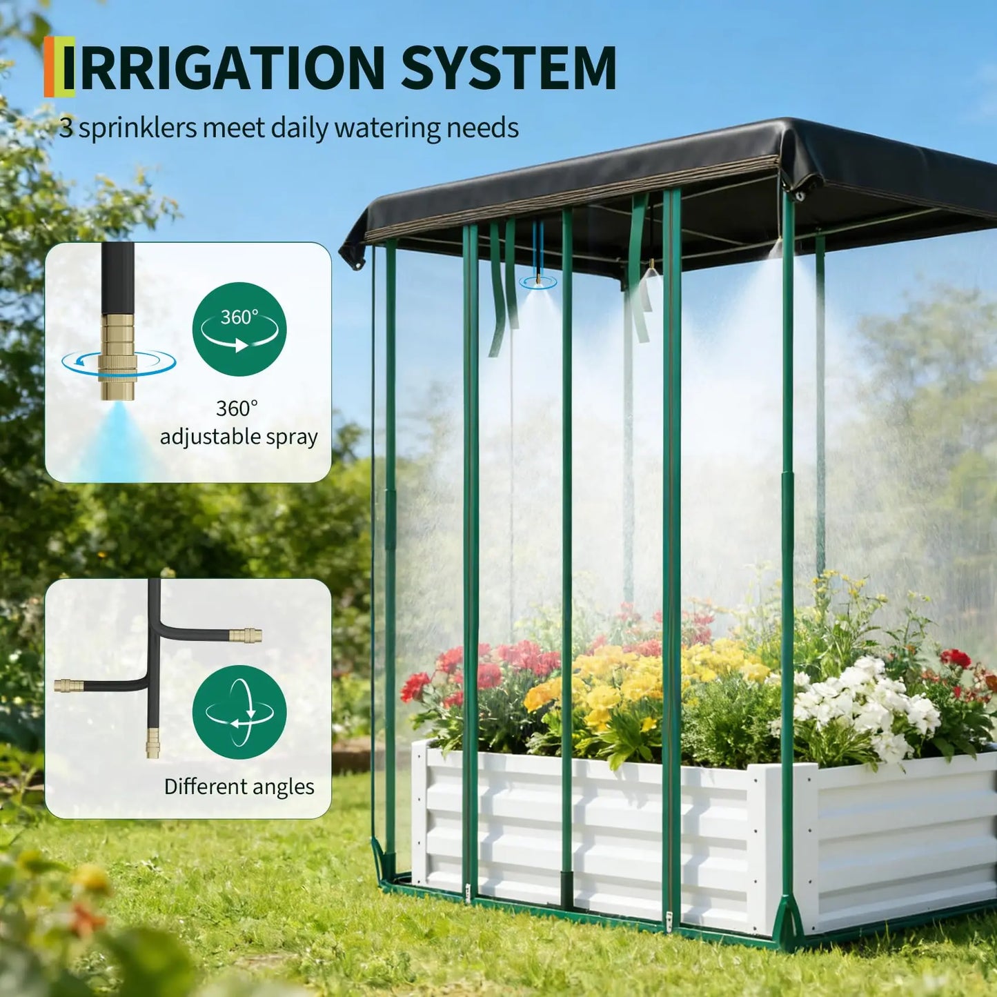 HiMISS 3 In 1 Raised Garden Bed With Drip Irrigation