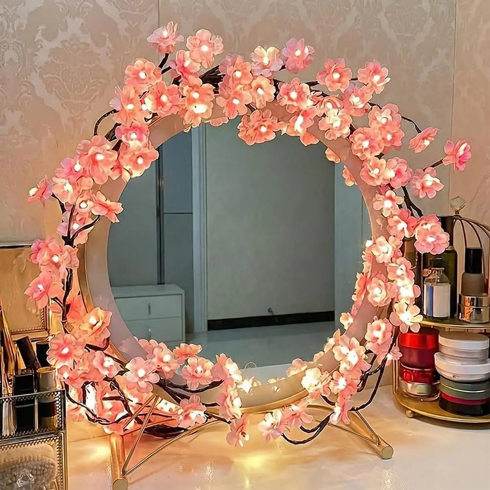Cherry Blossom Vine LED Lights With Remote For Room Decor