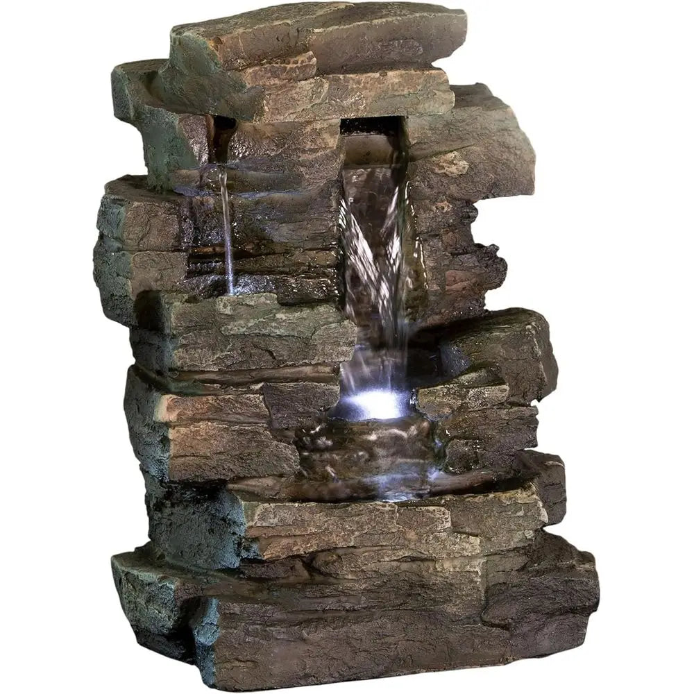 Indoor Tabletop Water Fountain With LED Four Tier Cascade
