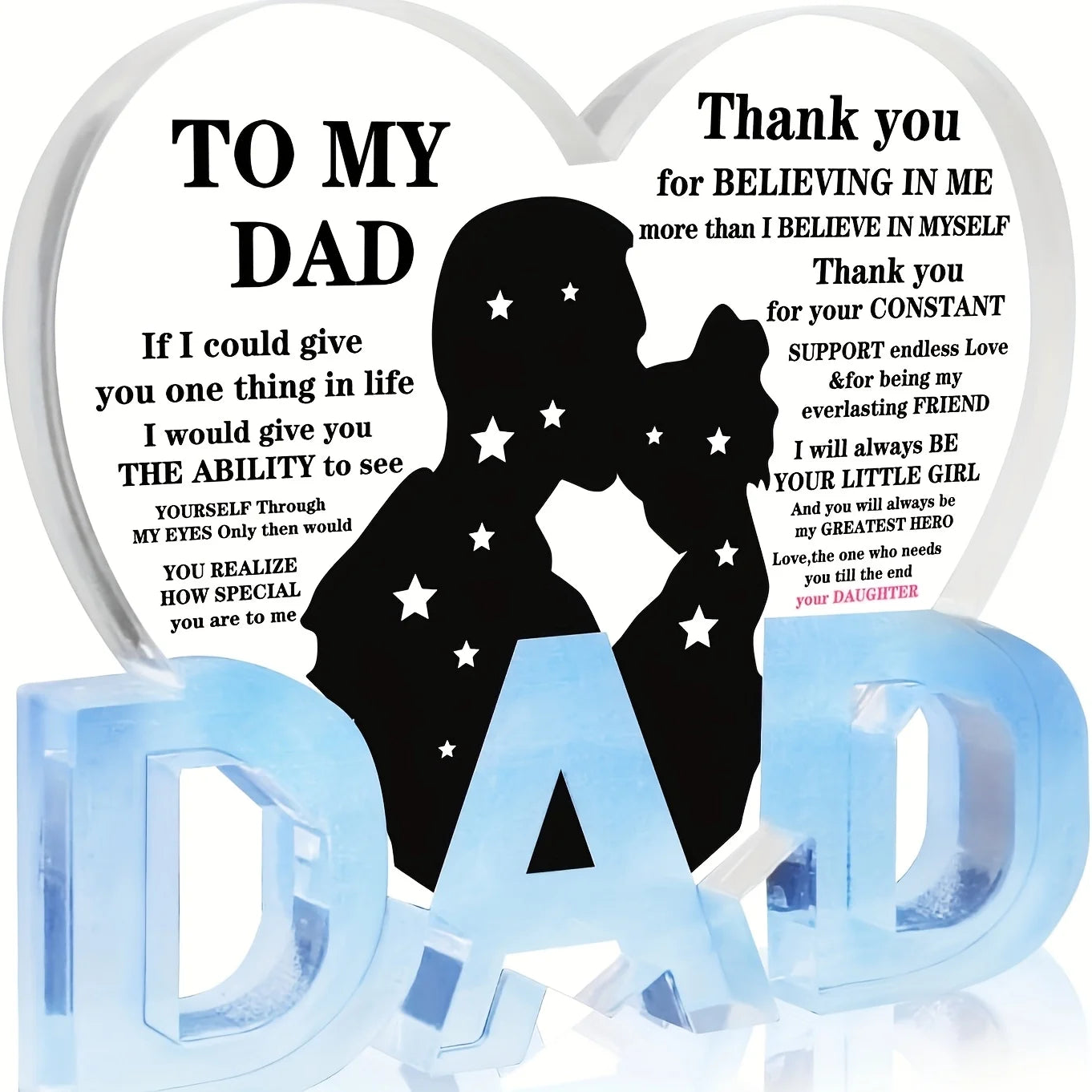 Thank You Dad Acrylic Heart Plaque Gifts From Daughter