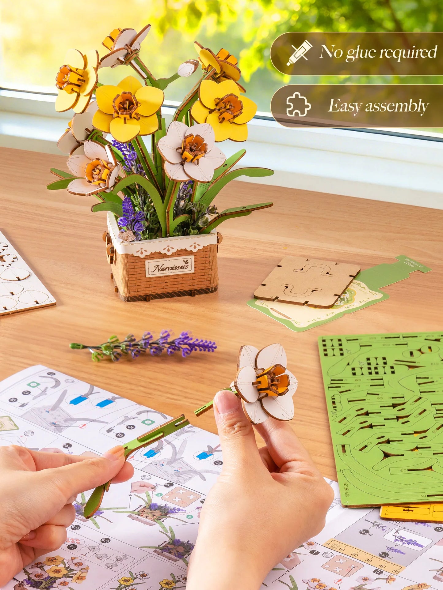 Rolife Narcissus Wooden Puzzle Bouquet Kit For Home Decor