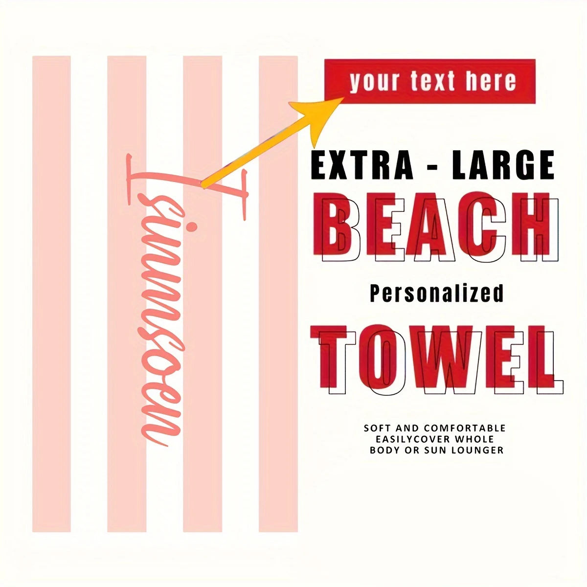 Personalized Striped Beach Towel Custom Name Microfiber Quick Dry