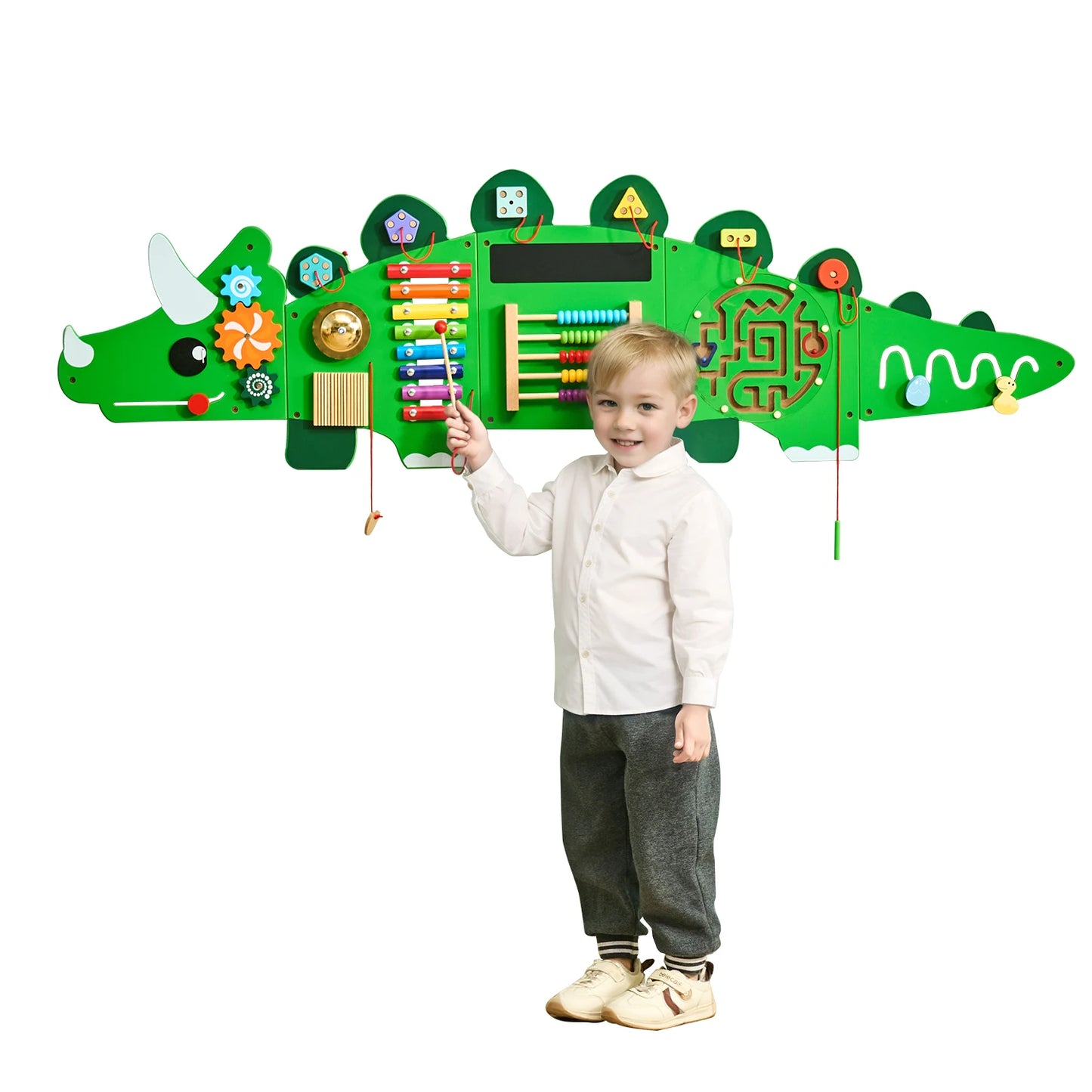 Dinosaur Kids Busy Wall Board With 11 Activity Panels Montessori Sensory Toy