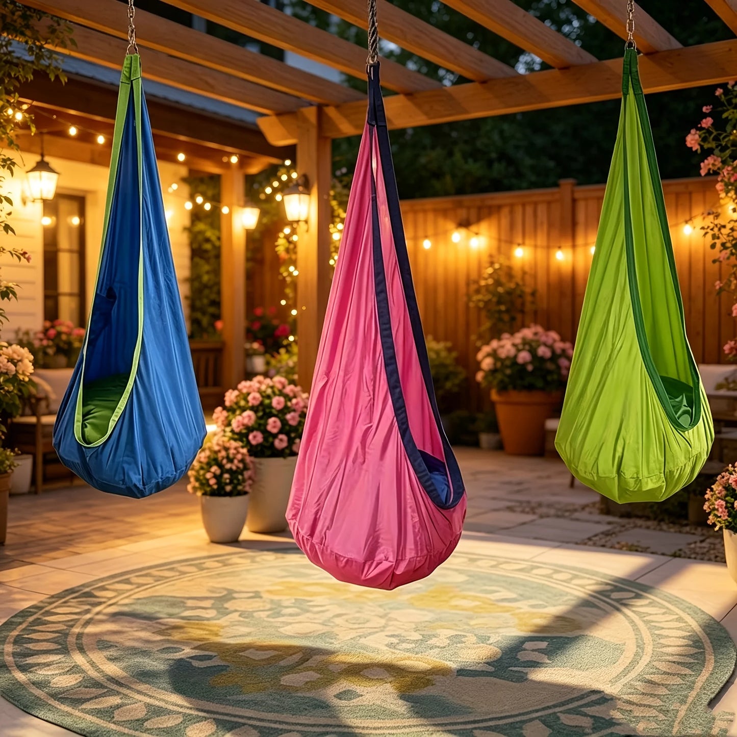 Indoor Outdoor Hanging Hammock Chair With Pillow Straps Storage Bag