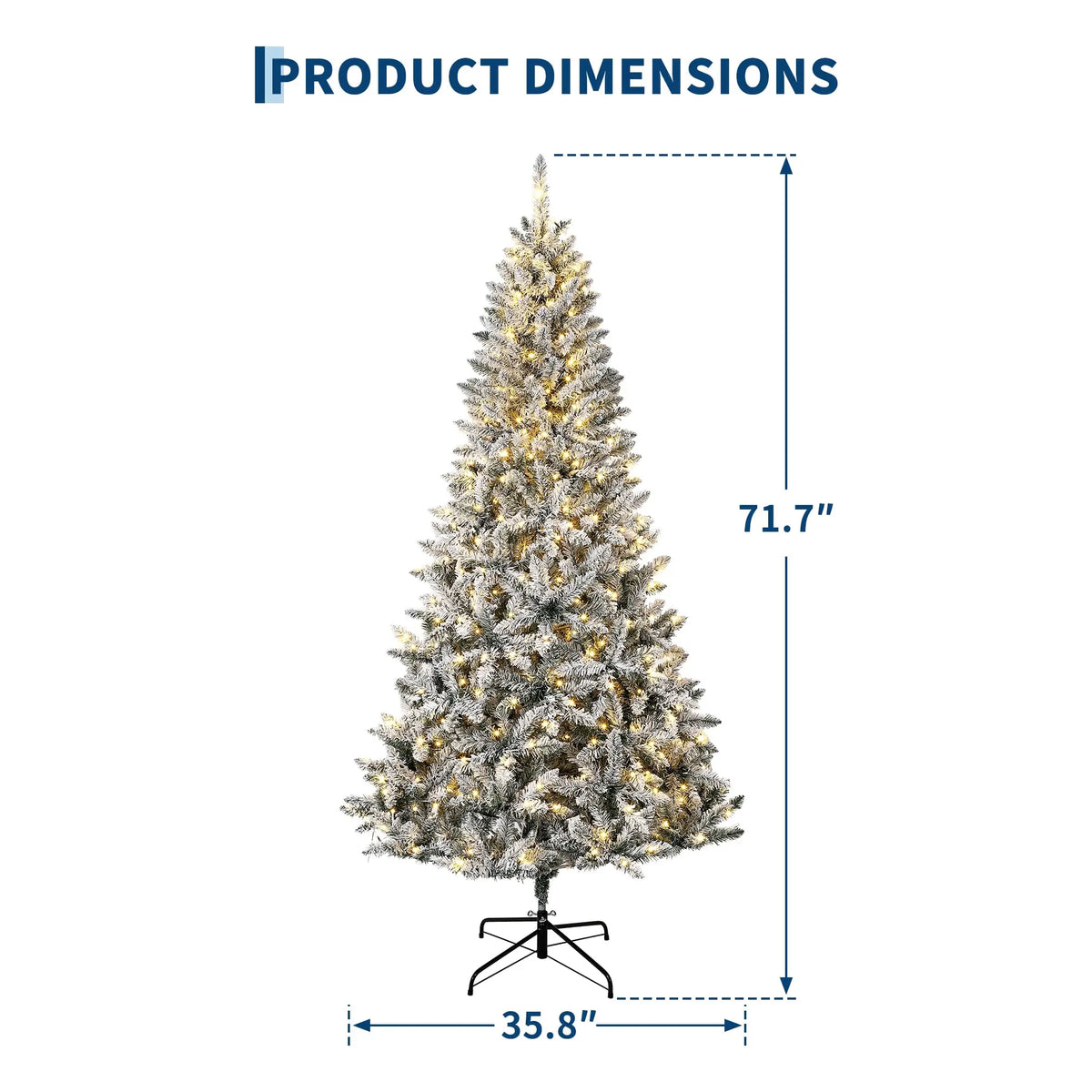 HiMISS Pre Lit Flocked Christmas Tree With Lights and Stand
