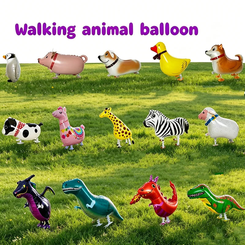 Cartoon Foil Walking Animal Balloon Helium Filling Kids Birthday Party Decor