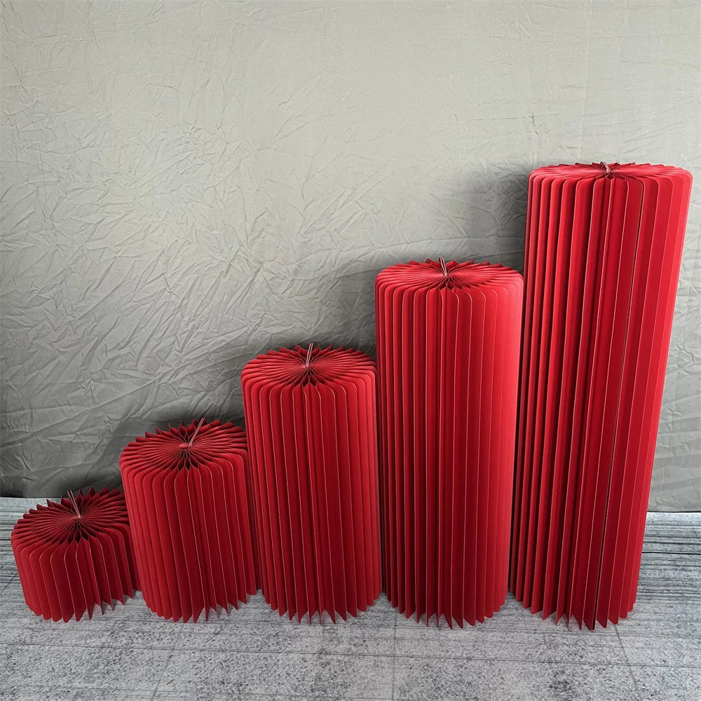 Cylindrical Paper Folding Wedding Flower Ornament Origami Decor For Shop Window