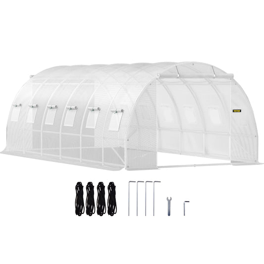 SucceBuy Walk In Tunnel Greenhouse With Galvanized Steel Hoops