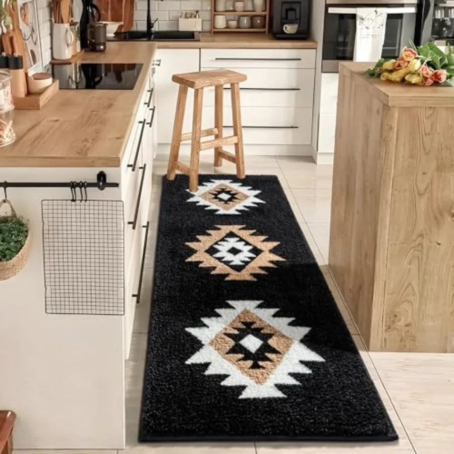 Boho Bathroom Rug Runner Long Bath Mat Hallway Kitchen