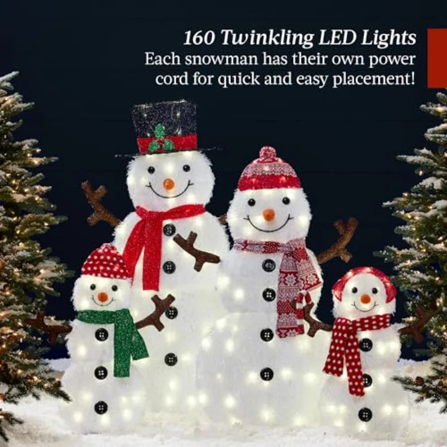 Lighted Snowman Family Christmas Decoration