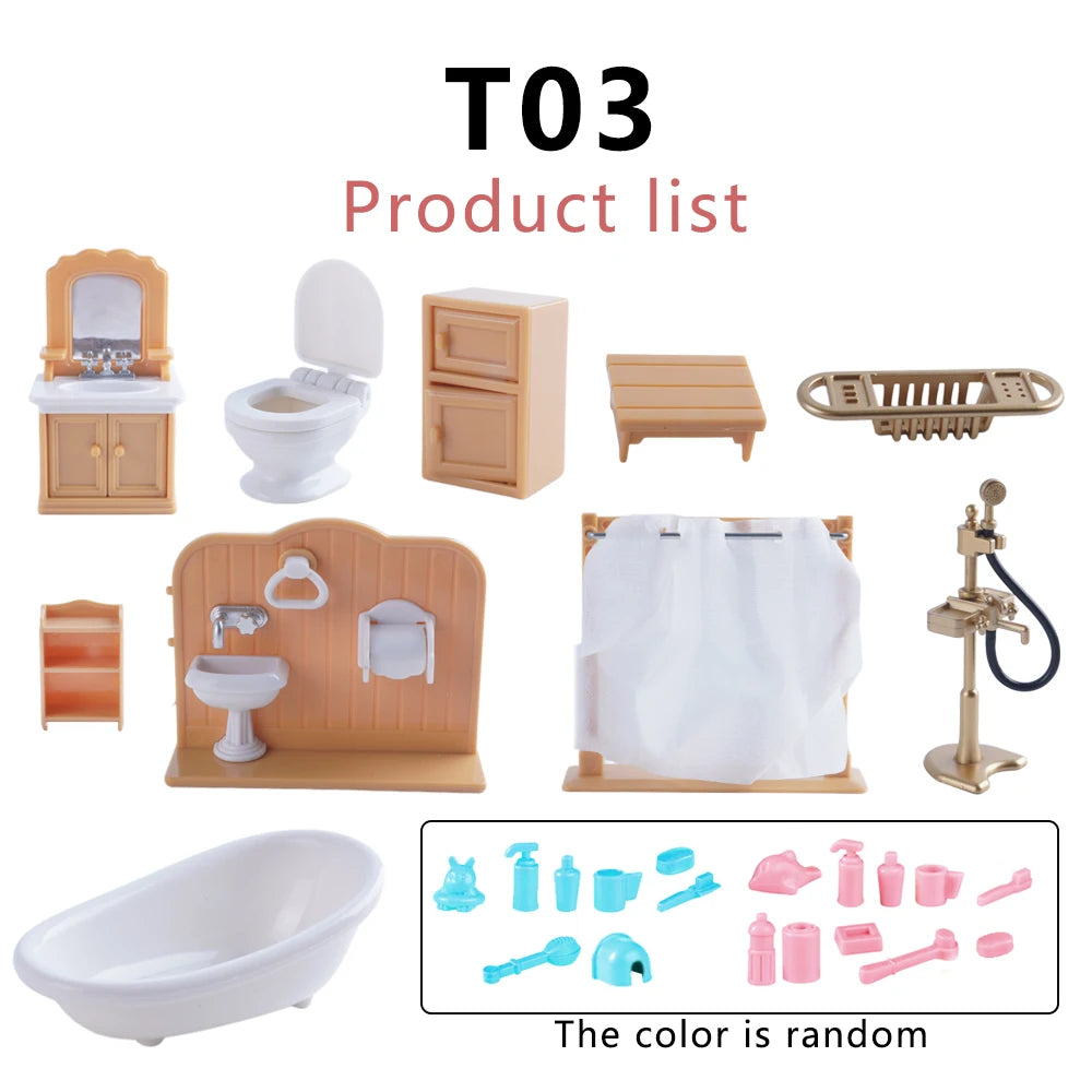 SENGTONGLE-T03 Bathroom Set Dollhouse Miniature Bathtub Accessories
