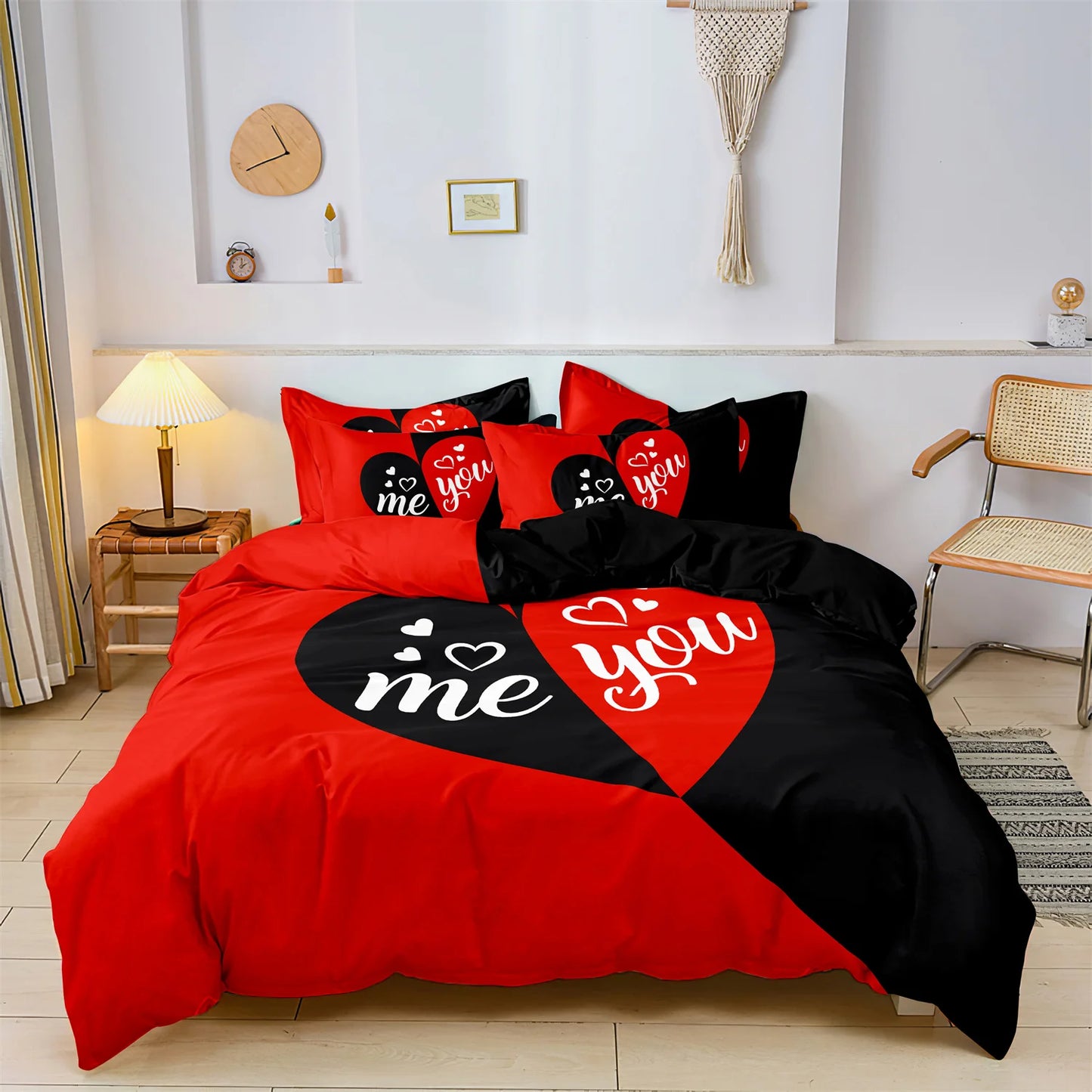 YHXSLYCN Three Piece Duvet Cover Set With Letter Print
